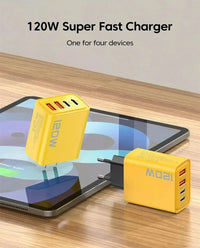 Carregador de parede 120W com 4 portas USB-C e USB-A