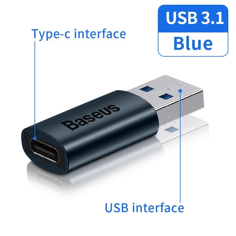 Adaptador Baseus USB 3.1 OTG, conversor USB Tipo C para USB Fêmea para Macbook Pro Air, Samsung S22, Xiaomi, conector USB-C USBC OTG