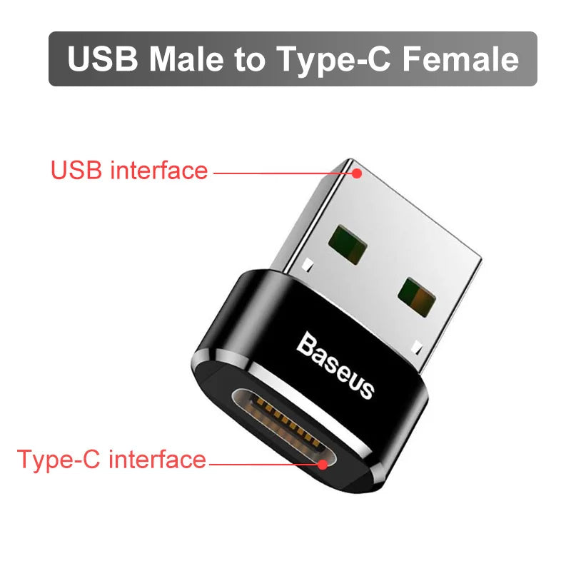 Adaptador Baseus USB 3.1 OTG, conversor USB Tipo C para USB Fêmea para Macbook Pro Air, Samsung S22, Xiaomi, conector USB-C USBC OTG