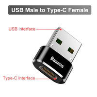 Adaptador OTG Baseus USB-C para USB fêmea em liga de alumínio