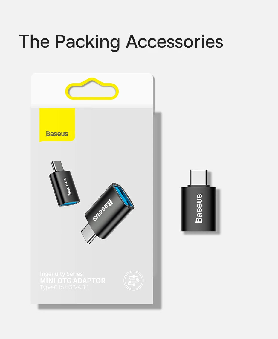 Adaptador Baseus USB 3.1 OTG, conversor USB Tipo C para USB Fêmea para Macbook Pro Air, Samsung S22, Xiaomi, conector USB-C USBC OTG