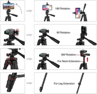 Tripé para celular de 102cm com controle Bluetooth