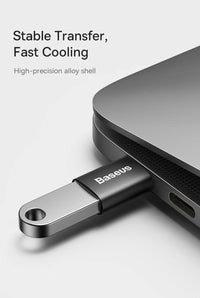 Adaptador OTG Baseus USB-C para USB fêmea em liga de alumínio