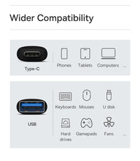 Adaptador OTG Baseus USB-C para USB fêmea em liga de alumínio