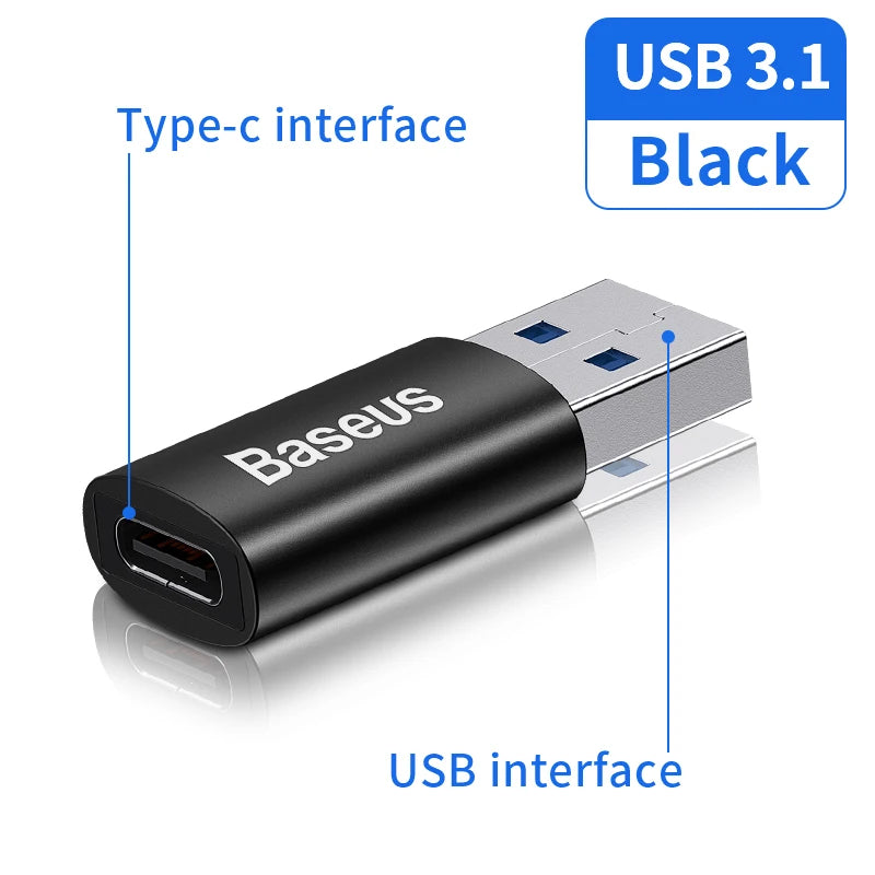Adaptador Baseus USB 3.1 OTG, conversor USB Tipo C para USB Fêmea para Macbook Pro Air, Samsung S22, Xiaomi, conector USB-C USBC OTG
