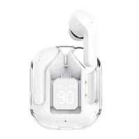 Fone Bluetooth T2 transparente com display LED de bateria