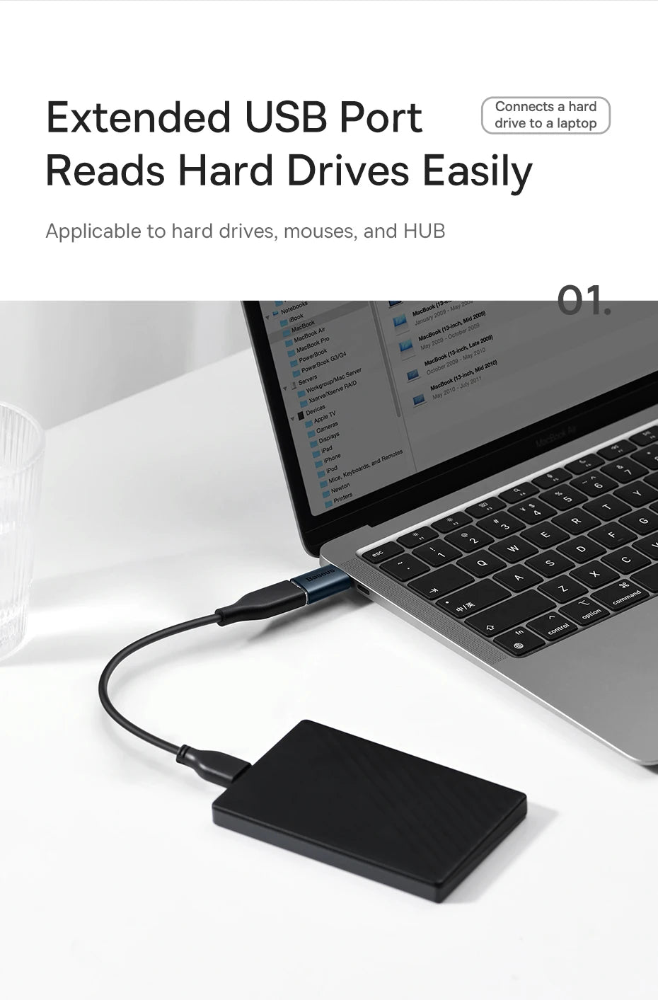 Adaptador Baseus USB 3.1 OTG, conversor USB Tipo C para USB Fêmea para Macbook Pro Air, Samsung S22, Xiaomi, conector USB-C USBC OTG