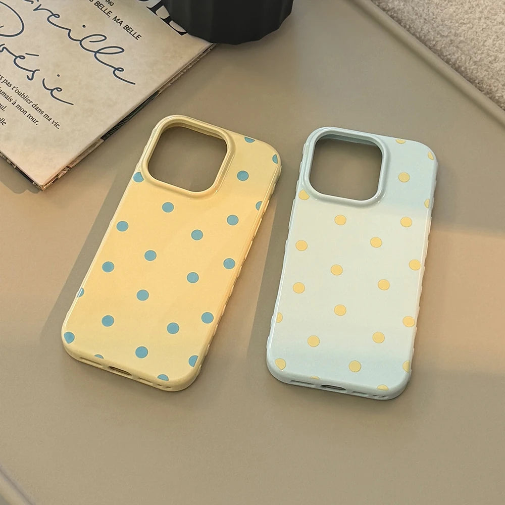 INS Lovely Polka Dot Cute Soft Phone Case for IPhone 14 16 15 17 Pro Max 13 Korean Candy Pink Phone Protective Back Cover Case