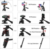 Tripé para celular de 102cm com controle Bluetooth