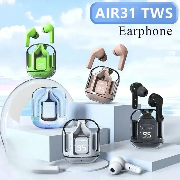 Fone Bluetooth T2 transparente com display LED de bateria