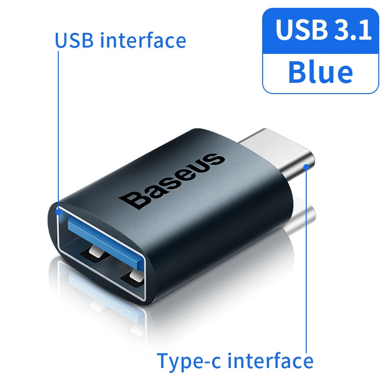 Adaptador Baseus USB 3.1 OTG, conversor USB Tipo C para USB Fêmea para Macbook Pro Air, Samsung S22, Xiaomi, conector USB-C USBC OTG