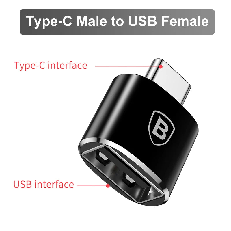 Adaptador Baseus USB 3.1 OTG, conversor USB Tipo C para USB Fêmea para Macbook Pro Air, Samsung S22, Xiaomi, conector USB-C USBC OTG