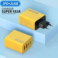 Carregador de parede 120W com 4 portas USB-C e USB-A