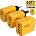 Total 120W Phone Charger Fast Charging Quick Charger PD USB Type C Wall Adapter For iPhone 16 15 Xiaomi 14 Huawei Redmi Oneplus