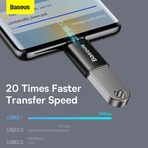 Adaptador Baseus USB 3.1 OTG, conversor USB Tipo C para USB Fêmea para Macbook Pro Air, Samsung S22, Xiaomi, conector USB-C USBC OTG